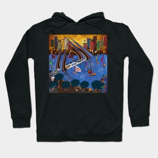 Landscape of a modern city in a abstract contemporary painting Hoodie